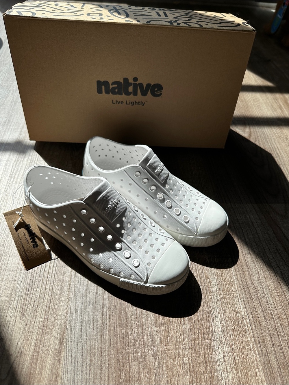 Native ‘Jefferson’ White Slip-On Perforated Sneakers